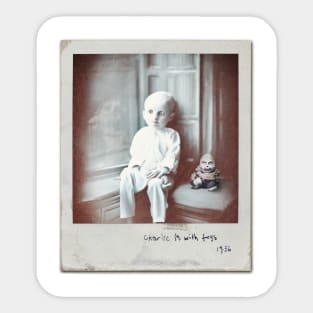 Ghost Caught on Camera | Vintage Ghost Boy Photo | Scary Old Ghost Images | Charlie M. with Toys 1936 Sticker